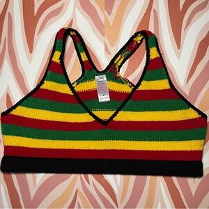 Knitty Kitty Rasta Crochet Bralette ♥️💛💚